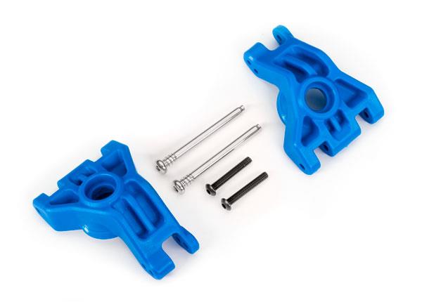 Traxxas - TRX9050X - Carriers, stub axle, rear, extreme heavy duty, blue (left & right)/ 3x41mm hinge pins (2)/ 3x20mm BCS (2)