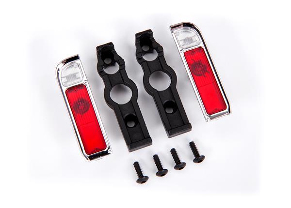 Traxxas - TRX9119 - Tail light housing, chrome (2)/ lens (2)/ retainers (left & right)/ 2.6x8 BCS (self-tapping) (4)