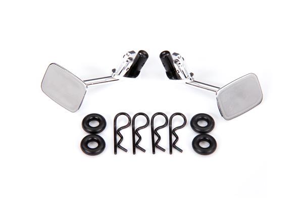 Traxxas - TRX9121 - Mirrors, side, chrome (left & right)/ o-rings (4)/ body clips (4) (fits