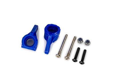 Traxxas - TRX9137-BLUE - Steering blocks, extreme heavy duty, blue (left & right)