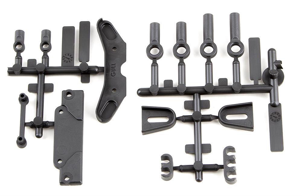 RC10B6.4 Servo Mount Brace, Tower Covers, Wire Clips, Rod Ends