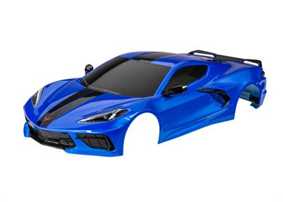 Traxxas - TRX9311X - Body, Chevrolet Corvette Stingray, complete (blue) (painted, decals applied) (includes side mirrors, spoiler, grilles, vents, &