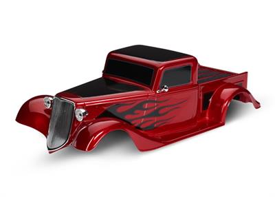 Traxxas - TRX9335R - Body, Factory Five &#039;35 Hot Rod Truck, complete (red) (painted, decals applied) (includes front grille, side mirrors, headlights,