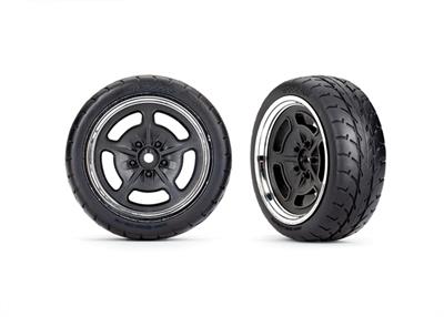 Traxxas - TRX9372 - Tires & wheels, assembled, glued (black with chrome wheels, 2.1" Response tires) (front) (2)