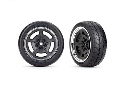 Tires & wheels, assembled, glued (black with chrome wheels, 2.1" Response tires) (front) (2)