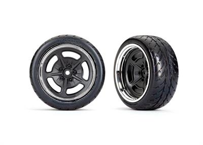 Traxxas - TRX9373 - Tires & wheels, assembled, glued (black with chrome wheels, 2.1" Response tires) (extra wide, rear) (2)