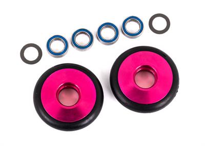 Traxxas - TRX9461P - Wheels, wheelie bar, 6061-T6 aluminum (pink-anodized) (2)/ 5x8x2.5mm ball bearings (4)/ o-rings (2)/ 5x8x0.3mm TW (2)