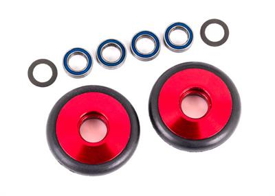 Traxxas - TRX9461R - Wheels, wheelie bar, 6061-T6 aluminum (red-anodized) (2)/ 5x8x2.5mm ball bearings (4)/ o-rings (2)/ 5x8x0.3mm TW (2)