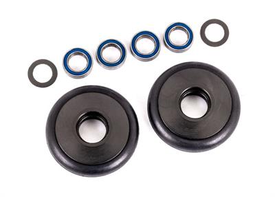 Traxxas - TRX9461T - Wheels, wheelie bar, 6061-T6 aluminum (gray-anodized) (2)/ 5x8x2.5mm ball bearings (4)/ o-rings (2)/ 5x8x0.3mm TW (2)