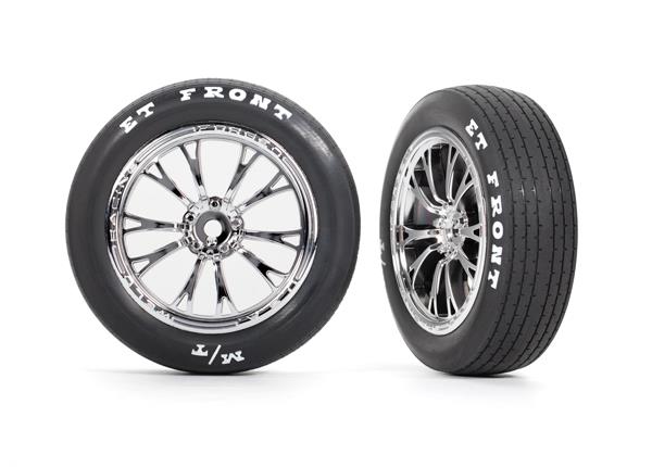 Traxxas - TRX9474R - Tires & wheels, assembled, glued (Weld chrome wheels, tires, foam inserts) (front) (2)