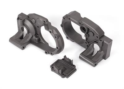 Traxxas - TRX9493 - Gearbox halves, left & right/ differential cover (charcoal gray)