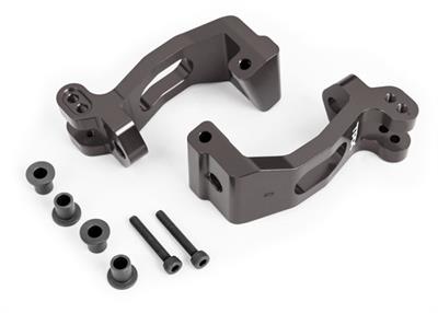 Caster blocks (c-hubs), 6061-T6 aluminum (dark titanium-anodized), left & right/ kingpin bushings (4)/ 3x20mm CS (with threadloc
