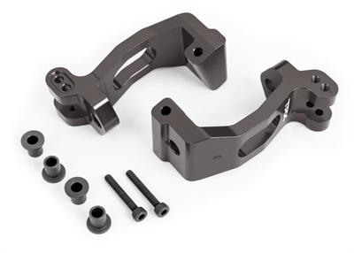 Traxxas - TRX9532A - Caster blocks (c-hubs), 6061-T6 aluminum (dark titanium-anodized), left & right/ kingpin bushings (4)/ 3x20mm CS (with threadloc