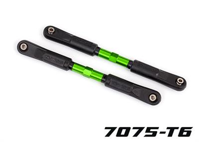 Toe links, Sledge® (TUBES green-anodized, 7075-T6 aluminum, stronger than titanium) (120mm) (2)/ rod ends, assembled with steel