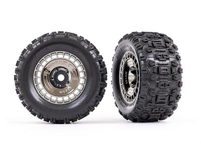 Tires & wheels, assembled, glued (3.8" black chrome wheels, black chrome wheel covers, Sledgehammer® tires, foam inserts) (2)
