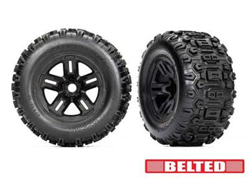 Traxxas - TRX9573 - Sledgehammer dæk bælted og limet på 3.8" fælge med 17 mm hex