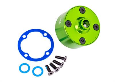 Traxxas - TRX9581G - Carrier, differential (aluminum, green-anodized)/ differential bushing/ ring gear gasket/ 3x10mm CCS (4)