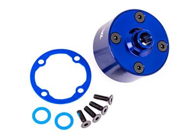 Traxxas - TRX9581X - Carrier, differential (aluminum, blue-anodized)/ differential bushing/ ring gear gasket/ 3x10mm CCS (4)