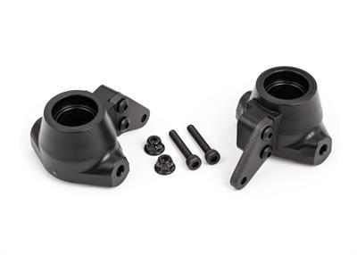 Traxxas - TRX9637A - Steering blocks, left & right/ steering block arms (aluminum, dark titanium-anodized) (2)/ 3x18mm CS (2)/ M3x0.5mm NL (2)