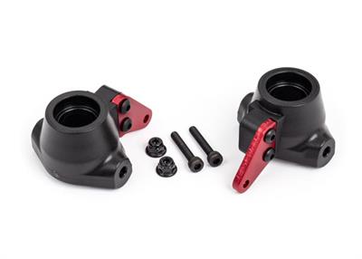 Traxxas - TRX9637R - Steering blocks, left & right/ steering block arms (aluminum, red-anodized) (2)/ 3x18mm CS (2)/ M3x0.5mm NL (2)