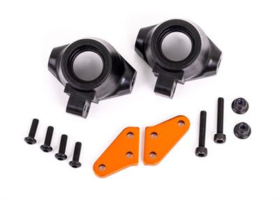 Traxxas - TRX9637T - Steering blocks, left & right/ steering block arms (aluminum, orange-anodized) (2)/ 3x18mm CS (2)/ M3x0.5mm NL (2)