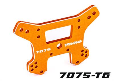 Traxxas - TRX9639T - Shock tower, front, 7075-T6 aluminum (orange-anodized) (fits Sledge®)