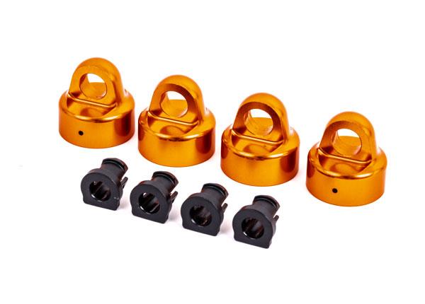 Traxxas - TRX9664T - Shock caps, aluminum (orange-anodized), GT-Maxx® shocks (4)/ (for Sledge®)