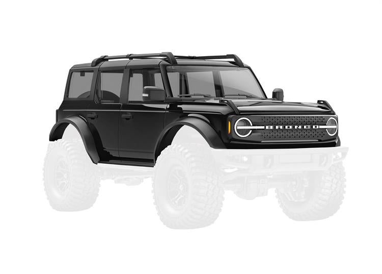 Traxxas - TRX9711-BLK - Body, Ford Bronco, complete, black (includes grille, side mirrors, door handles, fender flares, windshield wipers, spare tire