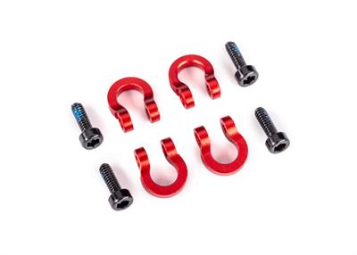 Traxxas - TRX9734R - Bumper D-rings, front or rear, 6061-T6 aluminum (red-anodized) (4)/ 1.6x5mm CS (with threadlock) (4) (fits