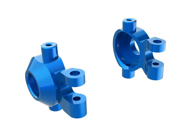 Traxxas - TRX9737-BLUE - Steering blocks, 6061-T6 aluminum (blue-anodized) (left & right)/ 2.5x12mm BCS (with threadlock) (2)/ 2x6mm SS (with threadl