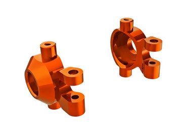 Steering blocks, 6061-T6 aluminum (orange-anodized) (left & right)/ 2.5x12mm BCS (with threadlock) (2)/ 2x6mm SS (with threa