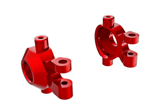 Traxxas - TRX9737-RED - Steering blocks, 6061-T6 aluminum (red-anodized) (left & right)/ 2.5x12mm BCS (with threadlock) (2)/ 2x6mm SS (with threadloc