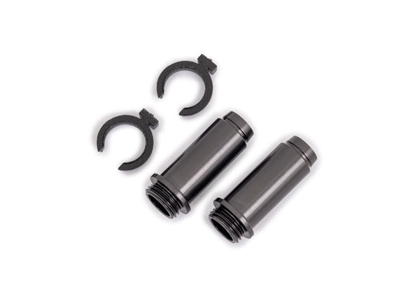 Traxxas - TRX9763-GRAY - Body, GTM shock, 6061-T6 aluminum (dark titanium-anodized) (includes spring pre-load spacers) (2)