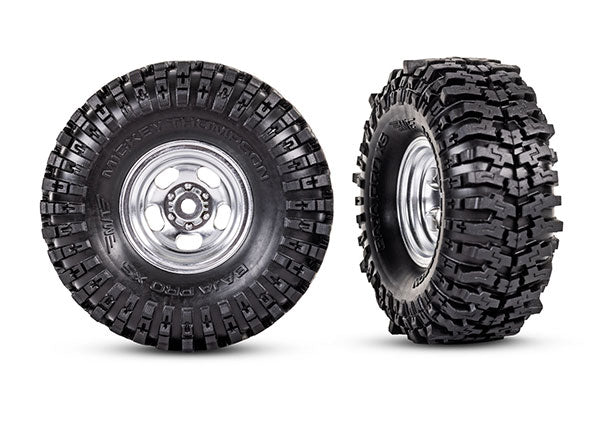 Traxxas - TRX9872 - Tires & wheels, assembled (1.0" satin chrome wheels, Mickey Thompson® Baja Pro™ Xs 2.4x1.0" tires) (2)