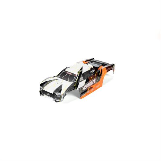 Arrma - ARA-1555 - 1/10 Clipless Painted Trimmed Body Set with Decals Orange: VORTEKS 2WD