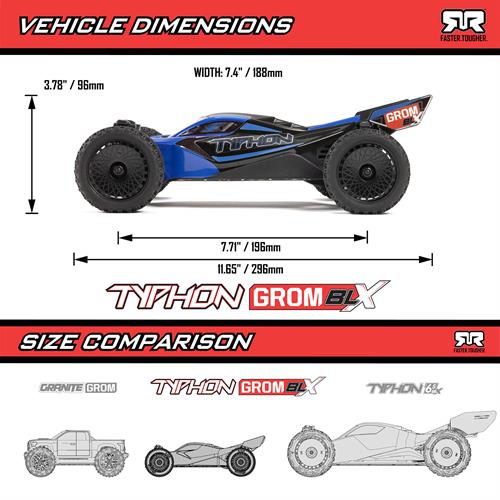 Arrma - ARA2306T1 - TYPHON GROM 223S BLX Brushless 4X4 Small Scale Buggy RTR with DSC