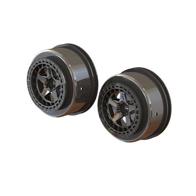 Arrma - ARA510098 - SC 2.2"/3.0" Wheel 14mm Hex Black Chrome (2)