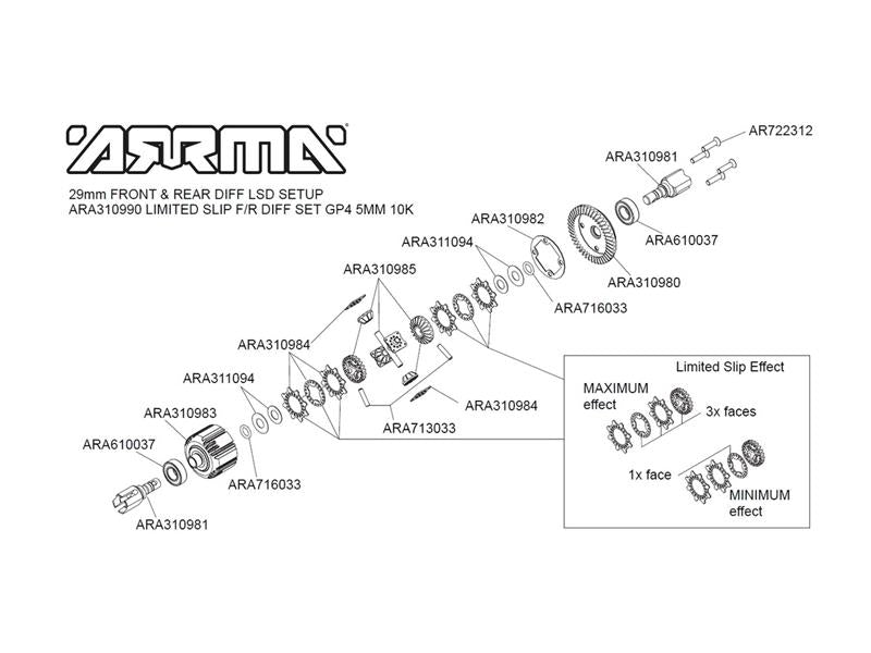 Arrma - ARA310990 - Active F/R Diff Set GP4 5mm 10k