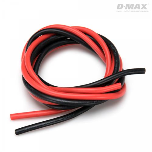 D-Max - B9236 - 12AWG Silicone Ledning - Rød og Sort - 1mtr
