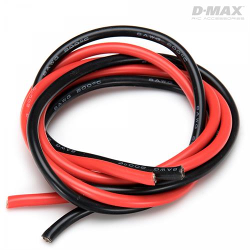 D-Max - B9238 - 8AWG Silicone Ledning - Rød og Sort - 1mtr