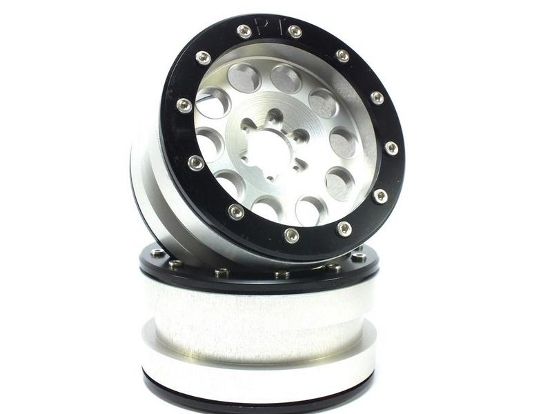 2.2" Beadlock Wheels PT-REVOLVER silver/black (2) w/o wheel hub