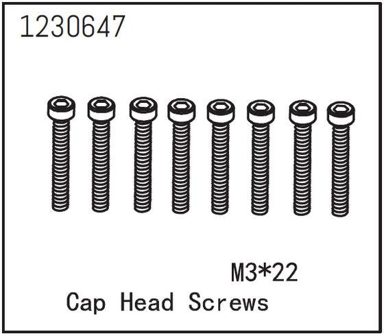 Absima - 1230647 - 3x22mm Skruer med hoved - 8 stk