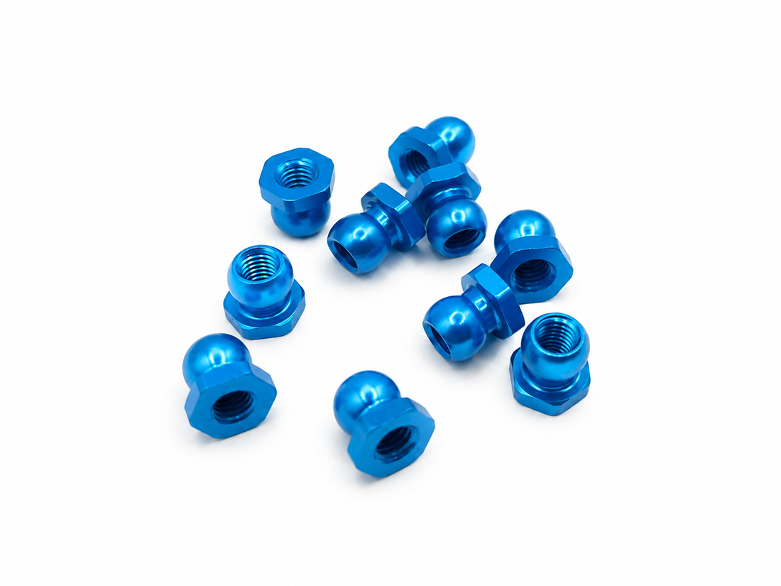 TAMIYA ALU BALL NUT 5MM BLÅ /10 53869