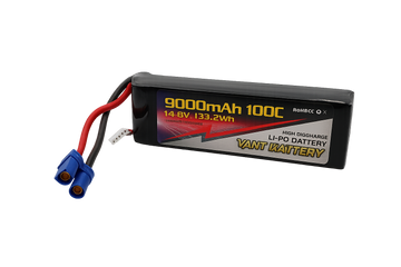 14.8V Lipo batteri med 9000 mAh, 100C i Softcase med EC5 stik