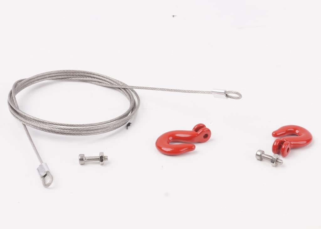 Hobby Details - DTEL01020 - 1/10 stålwire med kroge til fjernstyrede Crawler Biler - L 870mm
