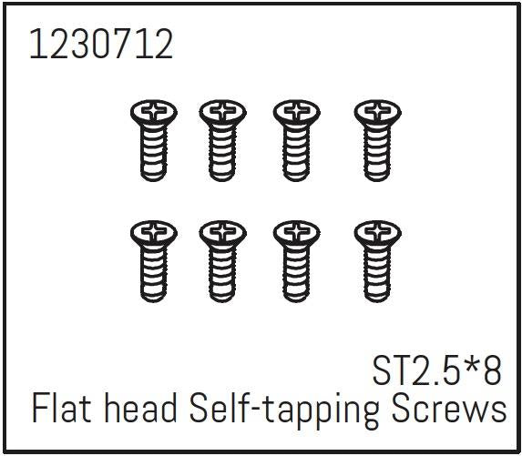 Absima - 1230712 - 2,5x8mm Skruer, selvskærende - 8 stk