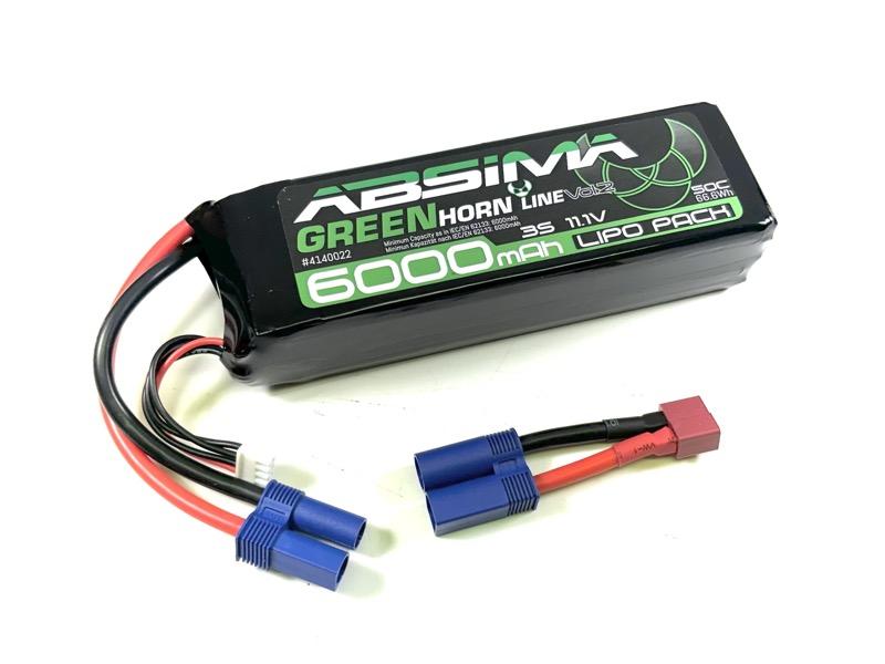 Absima - 4140022 - 11.1V Lipo Battery with 6000 mAh, 50C in Softcase with EC5/Deans Connector