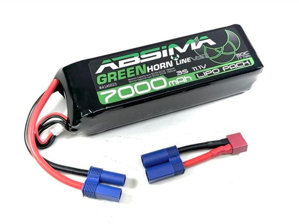 Absima - 4140023 - 11.1V Lipo Battery with 7000 mAh, 50C in Softcase with EC5/Deans Connector