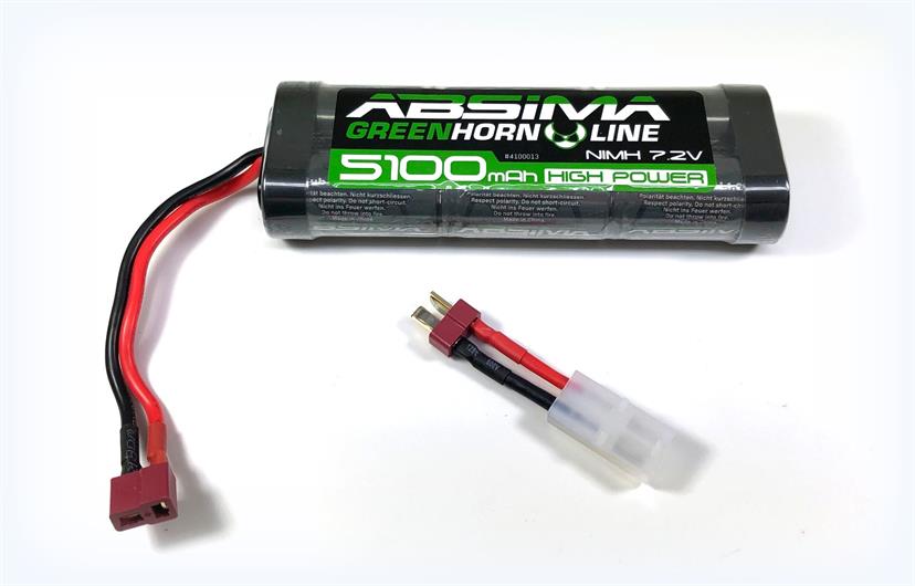 Absima - 4100013 - 7.2V 5100 mAh  NiMH Greenhorn Vol.2 (T-Plug + Tamiya Adaptor)