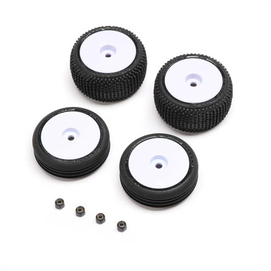 Losi - LOS-1763 - Tires & Wheels Mounted White: Micro-B